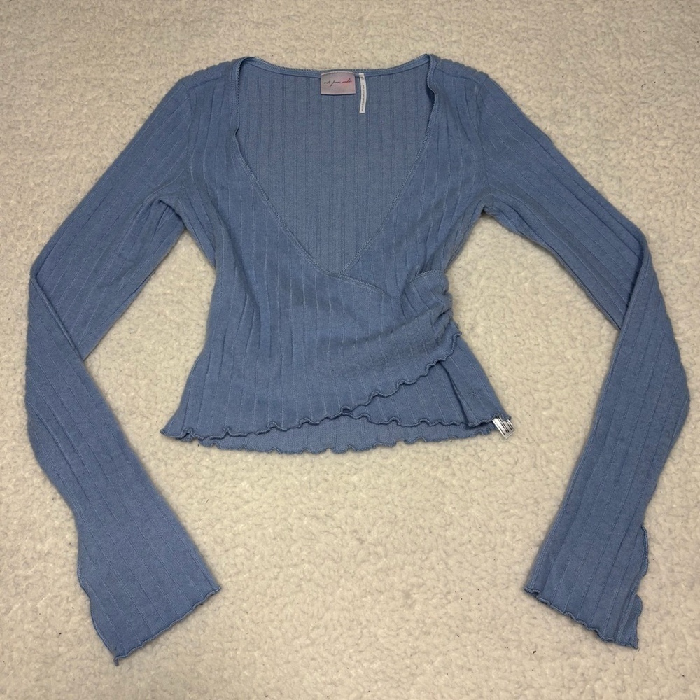 Out from Under Women Blue Lila Brushed Rib Wrap Top